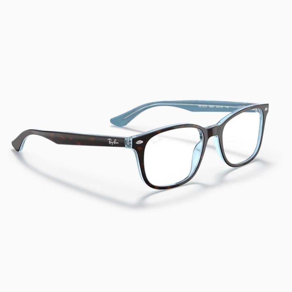 New Ray-Ban RB5375 Eyeglasses Unisex Top Havana On Light Blue (5883) Demo Frames